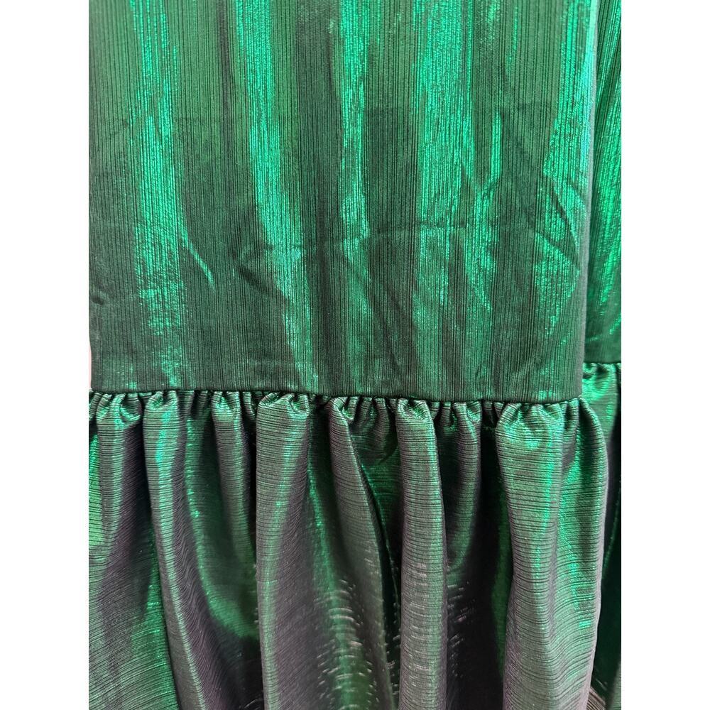 Tuckernuck Pomander Place Emerald Crinkle Lurex Lillith Green Dress  Size S - Picture 7 of 15